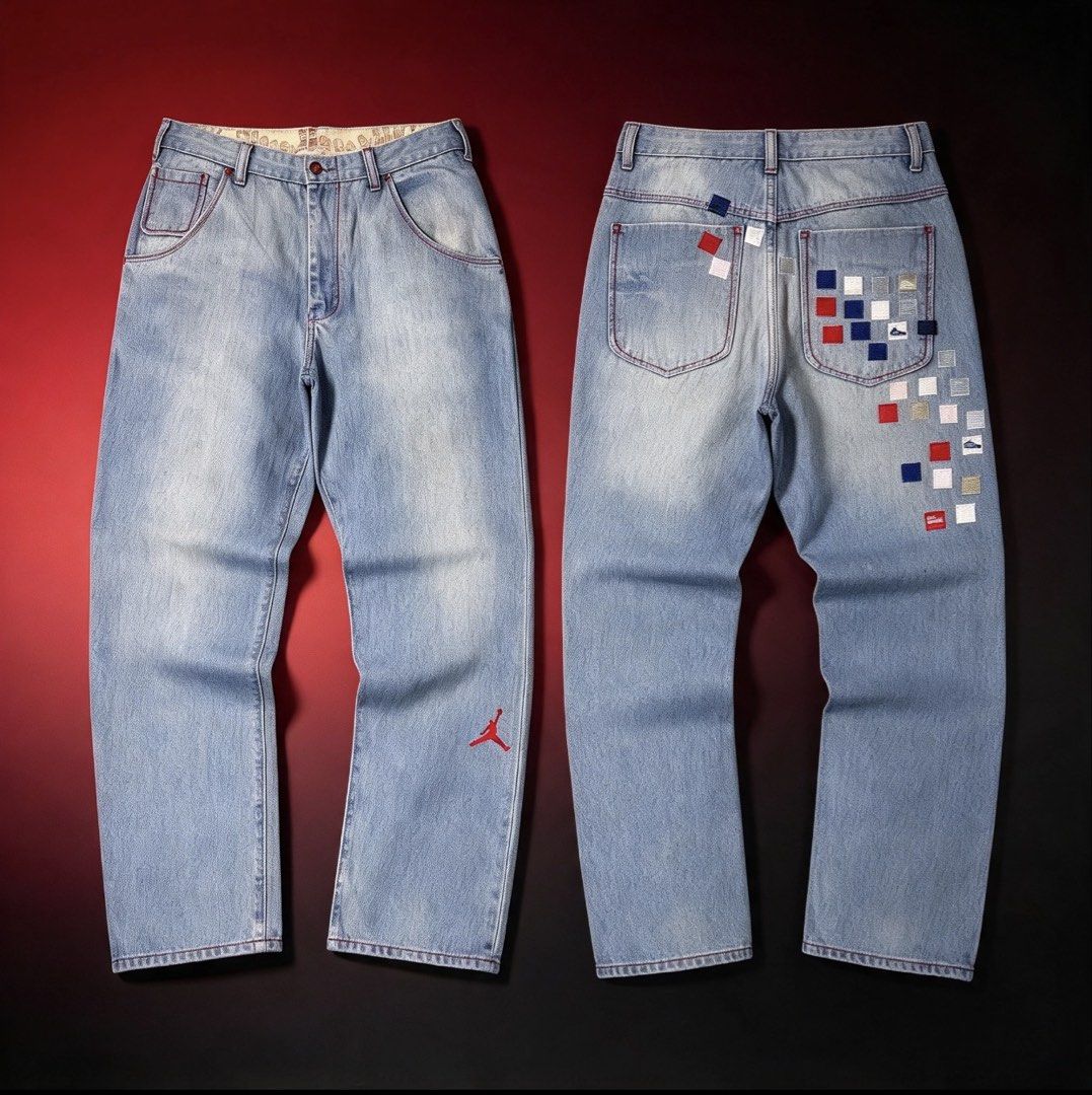 JORDAN 1 PANTS (Category: Jeans) located in San Jose del Monte. Submitted by ms_gallery (Listing ID 1468863069, Image 1). Description: VINTAGE JORDAN 1 DENIM PANTS ⚪🔴 WITH FULL EMBROIDERY DESIGN ON BACK ✨ RELEASE BY EARLY 90s to 20s 🗓️ RARE HARD TO FIND THIS PIECE 👀 💸PRICE 3499 FREE SHIPPING NEGOTIABLE MATERIAL DENIM 🪡 📌 CONDITION 9.5/10 📌COLOR RATE 9/10 📌 SIZE 34 ON TAG 📌 DIMES WAIST 34 LENGTH 44 HEM 9 TH 11.5 📌 ISSUE VERY SMALL HILL D