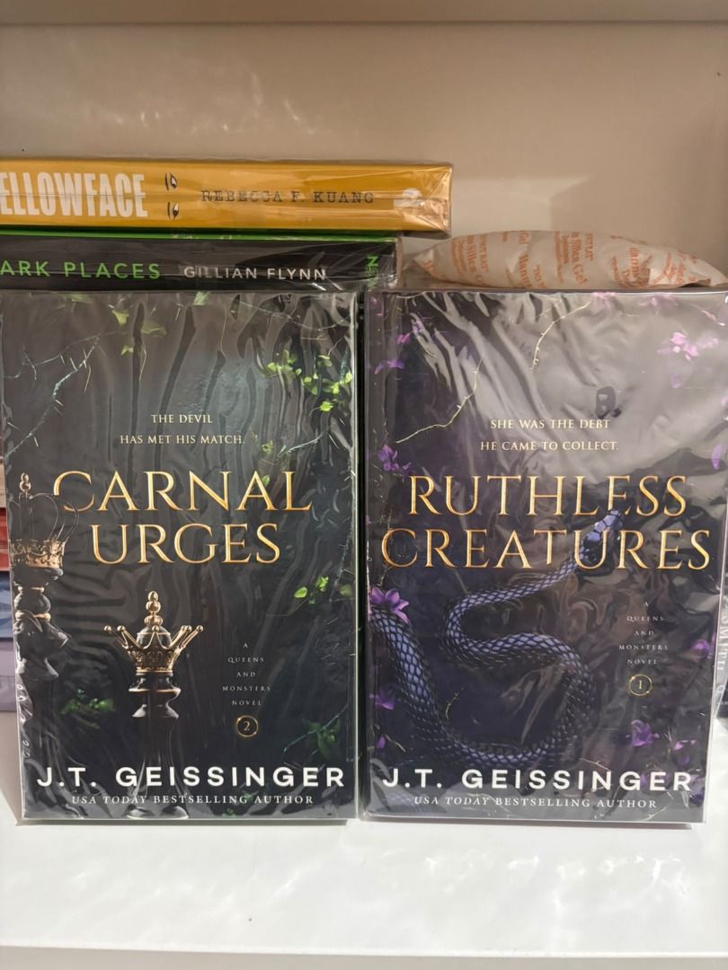 J.T. Geissinger Ruthless Creatures and Carnal Urges Sprayed Edges (Category: Storybooks) located in Caloocan City. Submitted by boldstorm-6421 (Listing ID 1469749071, Image 1). Description: - Author: J.T. Geissinger - Series: Queens and Monsters (Books 1 & 2) - Titles: Ruthless Creatures (Book 1) & Carnal Urges (Book 2) - Condition: GOOD as Brand new..