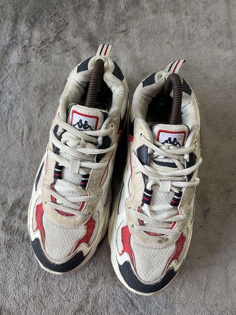 Kappa Champ Max sneaker | Size 38.5 (Category: Sneakers) located in General Trias. Submitted by zrchustle.604 (Listing ID 1469757135, Image 2). Description: Kappa Champ Max sneaker, a lifestyle chunky "dad shoe" featuring a retro multi-layered panels design with signature Kappa branding along the side. Product Highlights • Design & Style: Chunky retro lifestyle runner profile with wave-like overlay structures. • Materials: Mixed-media upper combi