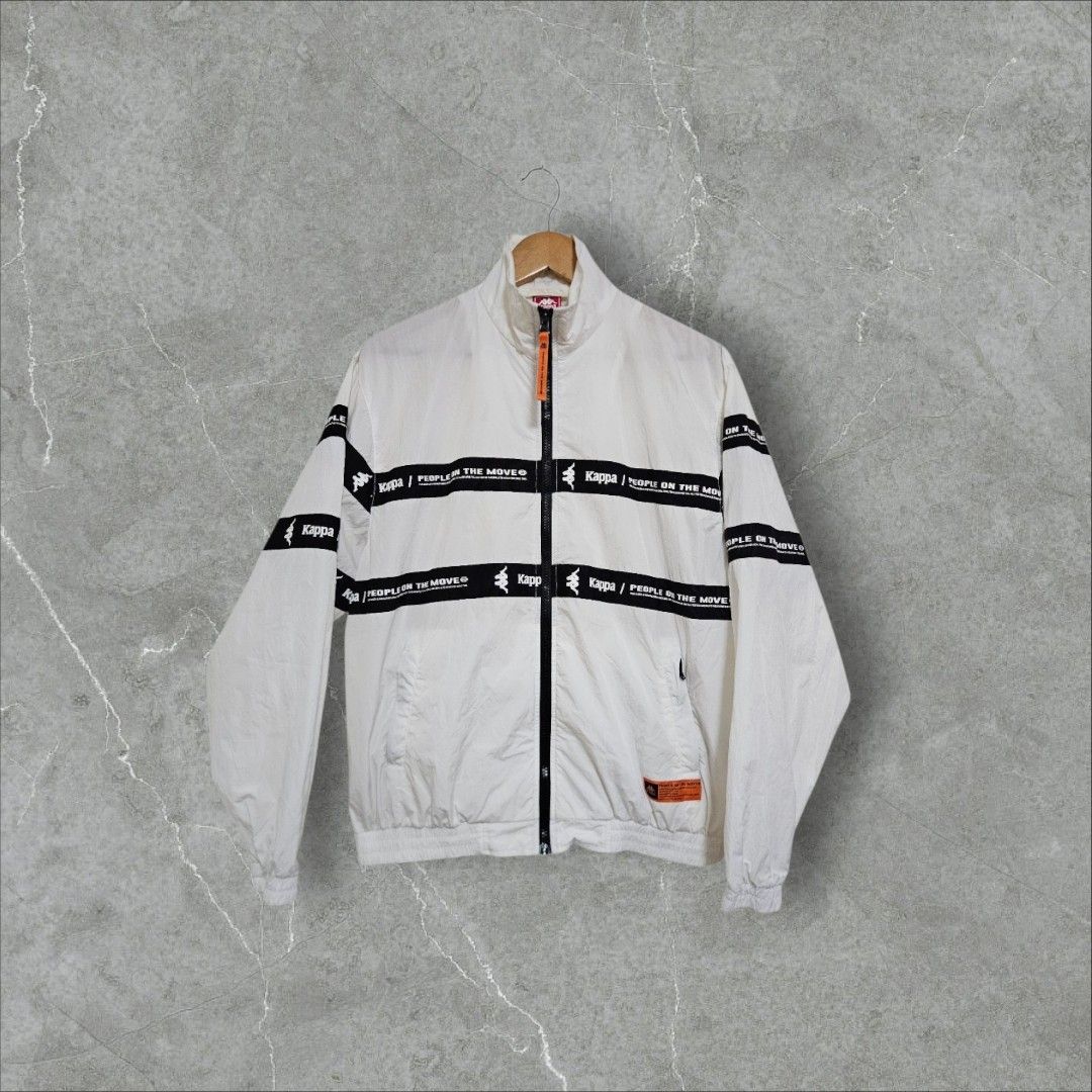 Kappa people on the move white track jacket (Category: Coats, Jackets and Outerwear) located in Baguio. Submitted by fadexquisite (Listing ID 1469684941, Image 1). Description: Kappa people on the move white track jacket Small fits med 26x23 Excellent condition 700 plus ship fee.