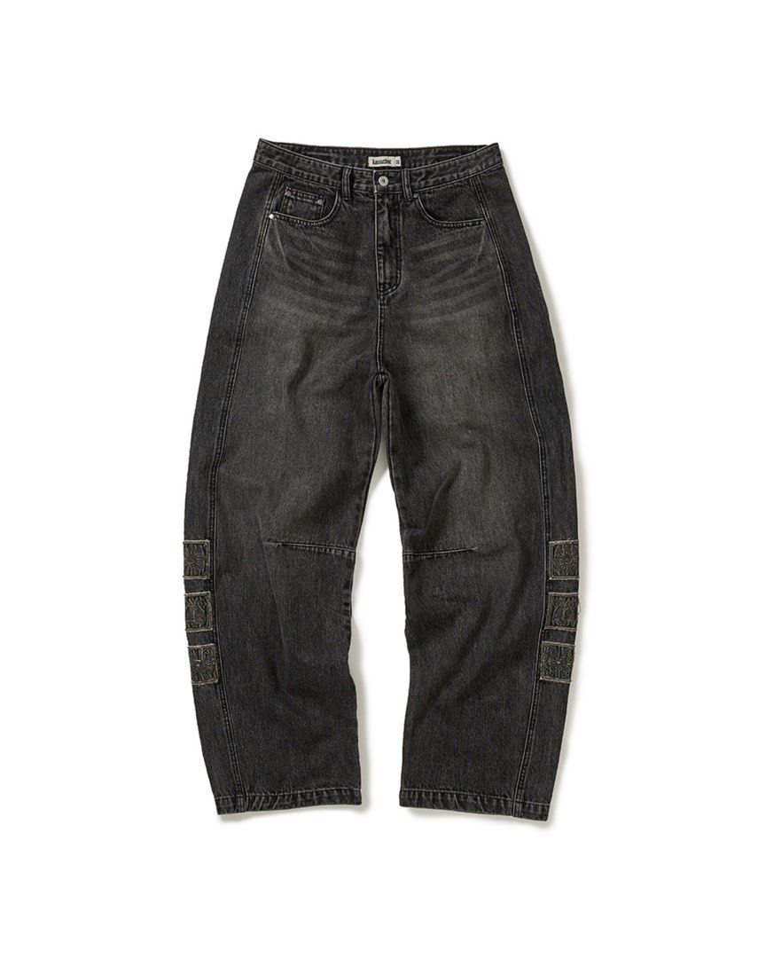 Karactor Vintage Emblem Denim Pants (Category: Jeans) located in Quezon City. Submitted by oneone.r (Listing ID 1469612725, Image 1). Description: -High-Quality 13.5oz Denim Fabric With A Substantial Thickness And A Rough Slub Texture On The Surface - Tapered Fit With A Wide Silhouette That Falls Uniquely Due To Pattern Variations - Sophisticated Complex Washing And Dyeing/Bleaching Processes To Recreate The Color And Texture Of Vintage Denim - I