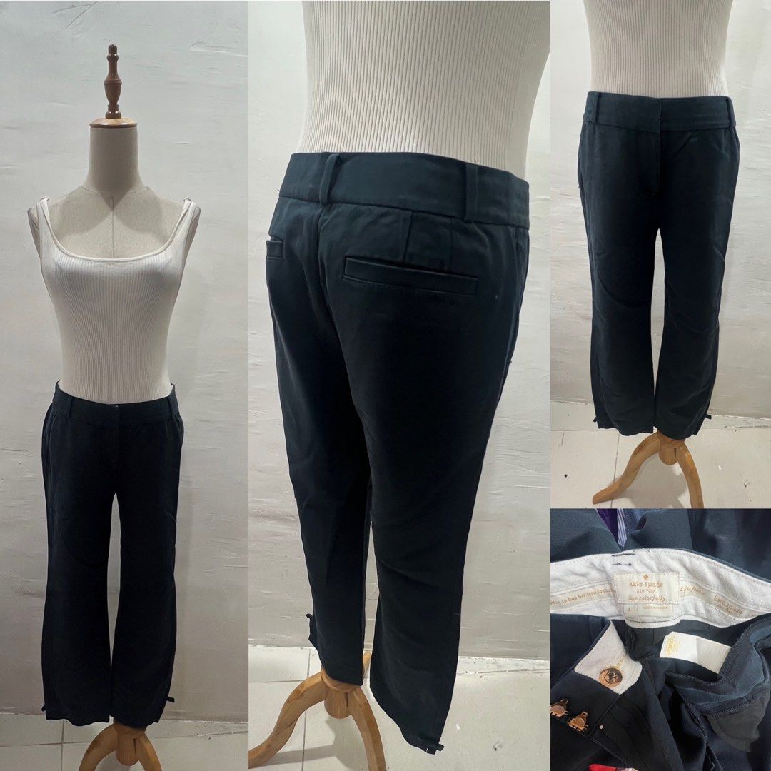 Kate Spade Black Trousers Size 4 (Category: Jeans) located in Bacolod City. Submitted by bhabissagal-05763 (Listing ID 1469707400, Image 1). Description: - Brand: Kate Spade - Size: 4 - Color: Solid black - Cut: Straight leg with belt loops - Pockets: Back welt pockets - Closure: Hook and bar with zipper fly - Details: Inner lining with printed branding - Condition: Good wardrobe staple - Versatility: Perfect for office wear or casual outings.