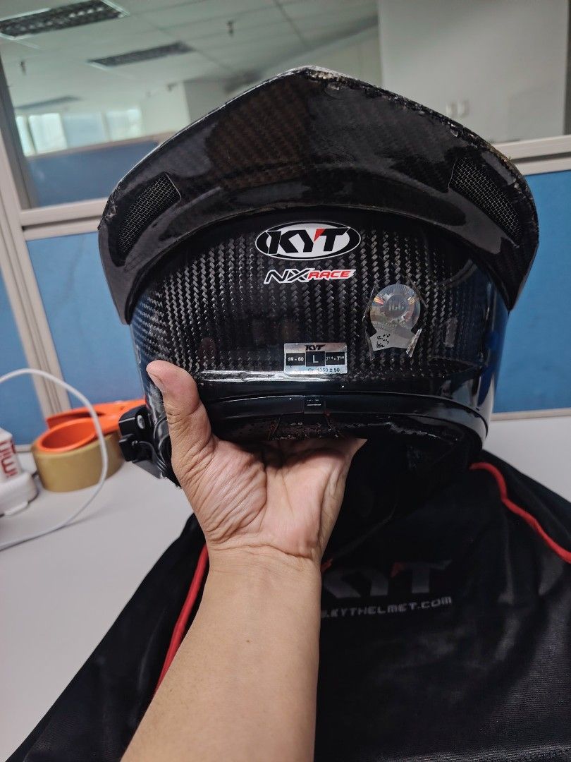 KYT NXRace Carbon Helmet Size L with Intercom (Category: Headphones & Headsets) located in San Mateo. Submitted by sunday060390 (Listing ID 1469590596, Image 3). Description: Selling KYT NX Race Carbon lodi Large size May mga Gasgas due daily used pero goods n goods pang porma makapal pa foam Php 6k Only Ortigas Or San mateo rizal Pick up..