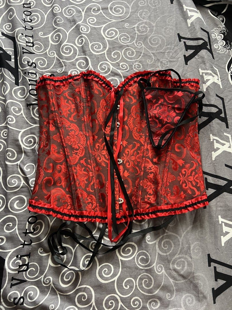 Lace Corset Top (Category: Others Tops) located in Makati City. Submitted by tanenya10478407 (Listing ID 1469577717, Image 1). Description: 2XL bust: 40-42 waist: 32-34 hips: 42-44 red-used once black-never been used both have no damages at all ₱480 each.