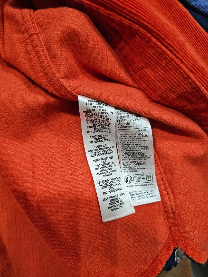 Levis Jackson Relaxed Corduroy Worker (Category: Coats, Jackets and Outerwear) located in Baguio. Submitted by kayeonlineshop (Listing ID 1469630544, Image 3). Description: vintage or classic-style red/rust-orange corduroy long-sleeve worker overshirt.
