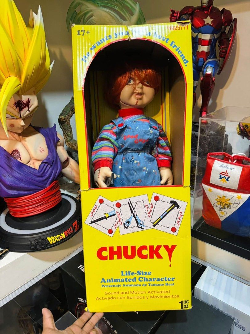 LifeSize Talking and Moving Chucky Doll (Category: Figurines & Statues) located in Paranaque City. Submitted by icko007 (Listing ID 1469596476, Image 2). Description: LifeSize Talking and Moving Chucky Doll Good Guys Chucky 25inches tall” Working Sound ✔️ Gumagalaw arms✔️ 🎄🌲Php 7,999 Only Only 🔥🔥 Dibs now Pay now /No Rush Shipping Location Paranaque Payment Gcash/Bpi Shipping Lalamove/Lbc Buyers Risk / Fee ‼️Seller is not responsible for: los