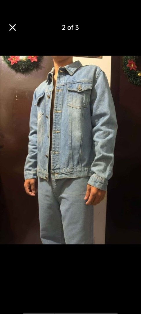 Lightwash Denim Jacket Button Up Casual Outerwear (Category: Coats, Jackets and Outerwear) located in Manila. Submitted by billythekid05 (Listing ID 1469720355, Image 2). Description: - Style: Classic lightwash denim jacket with a vintage fade effect on the back and shoulders - Fit: Regular fit, perfect for layering during cooler weather - Details: Button-front closure, structured collar, and functional chest pockets - Material: Sturdy 100% cotto