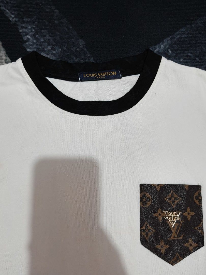 Louis Vuittion Monogram Leather Pocket Tee (Category: Tshirts & Polo Shirts ) located in Andop. Submitted by kyutoryuu (Listing ID 1469582024, Image 2). Description: LV Monogram Leather Pocket Tee •Dimes: 22.5x27 •Condition: Excellent •CR: 9.5/10 •Issue: need rewash.