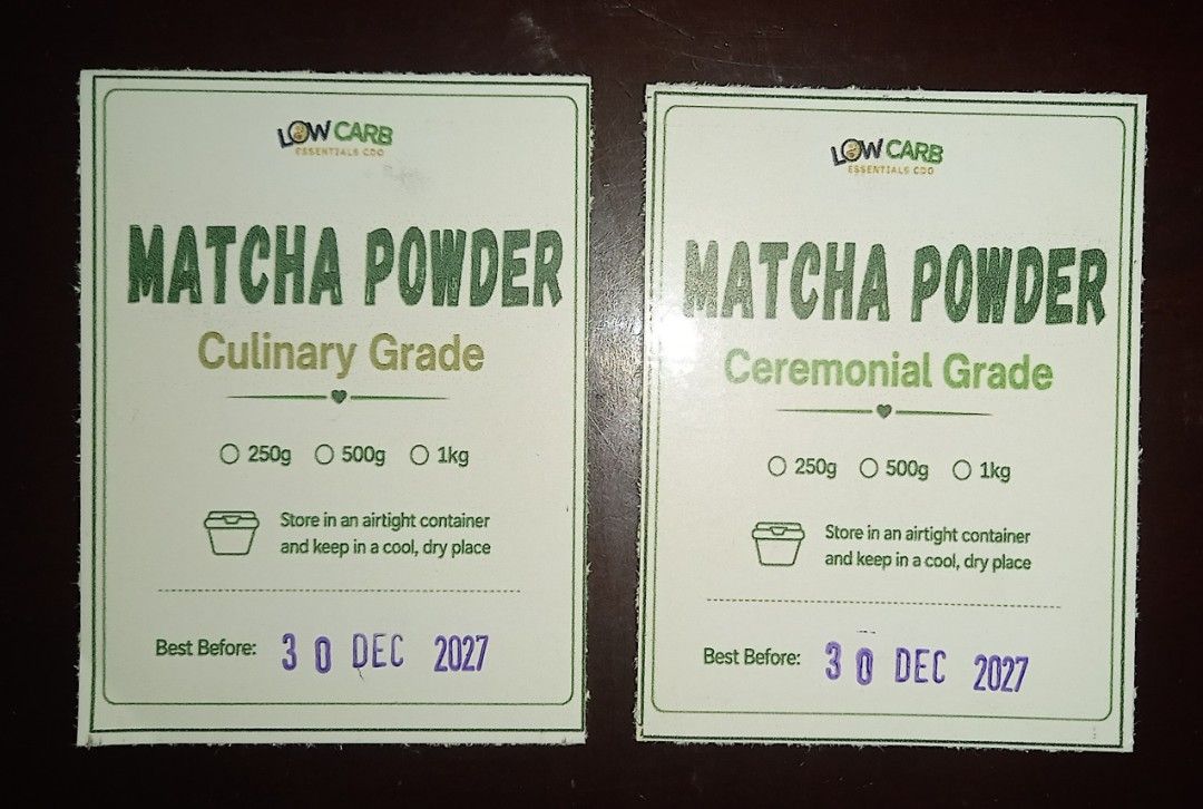 MATCHA Powder Culinary and Ceremonial Grade (Category: Beverages) located in Cagayan de Oro. Submitted by edwardryan01984 (Listing ID 1469609354, Image 1). Description: - Product: Low Carb Essentials CDO Matcha Powder (2-pack bundle) - Grades Included: Both Ceremonial Grade and Culinary Grade - Condition: Brand new, unopened, and fresh - Best Before: December 30, 2027 - Storage Tip: Keep in an airtight container in a cool, dry place - Packaging 2