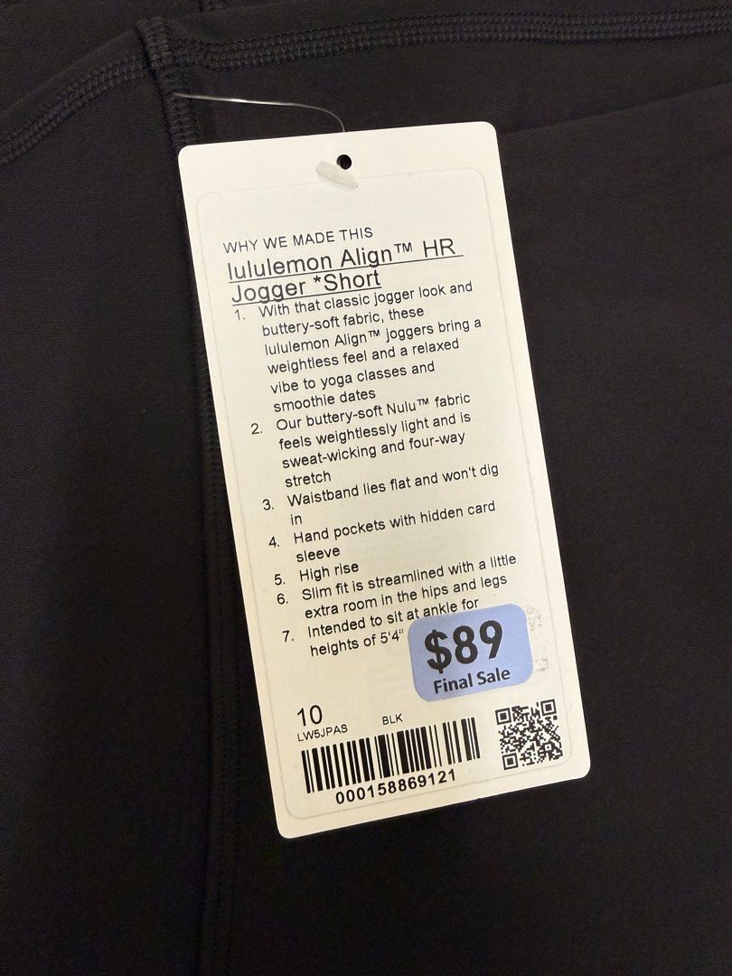 Lululemon Align HR Jogger Short (Category: Shorts) located in Quezon City. Submitted by ellabelles (Listing ID 1469707845, Image 2). Description: - Brand: Lululemon - Style: Align High-Rise Jogger Short - Color: Classic Black - Size: 10 - Condition: Brand new with original retail tags attached - Fabric: Buttery-soft, weightless, stretchy, and sweat-wicking Nulu.