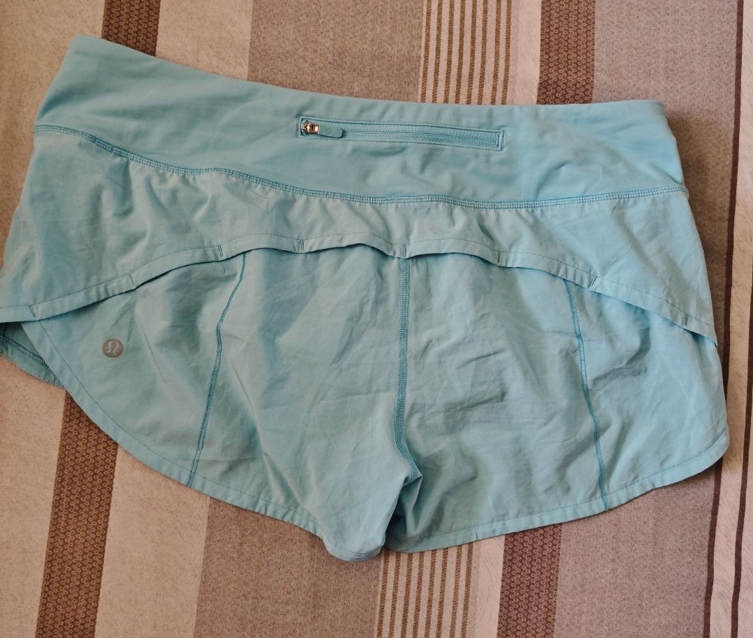 Lululemon Speed Up Shorts Light Blue Size Dot 8 (Category: Shorts) located in Pasig City. Submitted by peachesncreams (Listing ID 1469712145, Image 1). Description: - Authentic Lululemon athletic shorts in a lovely light blue shade - Features a wide waistband with an internal drawcord for a secure fit - Handy back zipper pocket for keys, cards, or small essentials - Stylish contrast stitching and iconic metal logo on the hem - Lightweight, breath