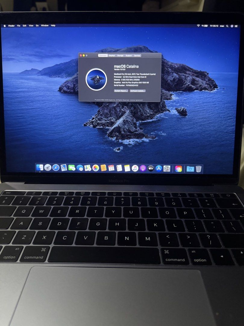 MacBook Pro 13-inch 2017 1TB Storage Core i5 (Category: Laptops & Notebooks) located in Pasay City. Submitted by girtana (Listing ID 1469728472, Image 1). Description: - Model: MacBook Pro 13-inch Non Touchbar (2017, Space Gray) - Processor: 2.3 GHz Dual-Core Intel Core i5 - Memory: 8 GB RAM - Storage: Massive 1.02 TB SSD - OS: macOS Catalina installed - Condition: Screen display and keyboard are very clean - Battery Note: Battery is bloated and 