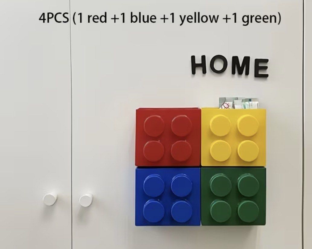 Magnetic fridge spice racks and storage boxes set 4pcs (Category: Food Organization & Storage) located in Quezon City. Submitted by tin.008 (Listing ID 1469692281, Image 2). Description: - 4-piece magnetic storage rack set - Mounts easily onto refrigerators and metal surfaces - Multicolored toy building brick design - Perfect for organizing spices, snacks, and kitchen essentials - Frees up valuable counter space.