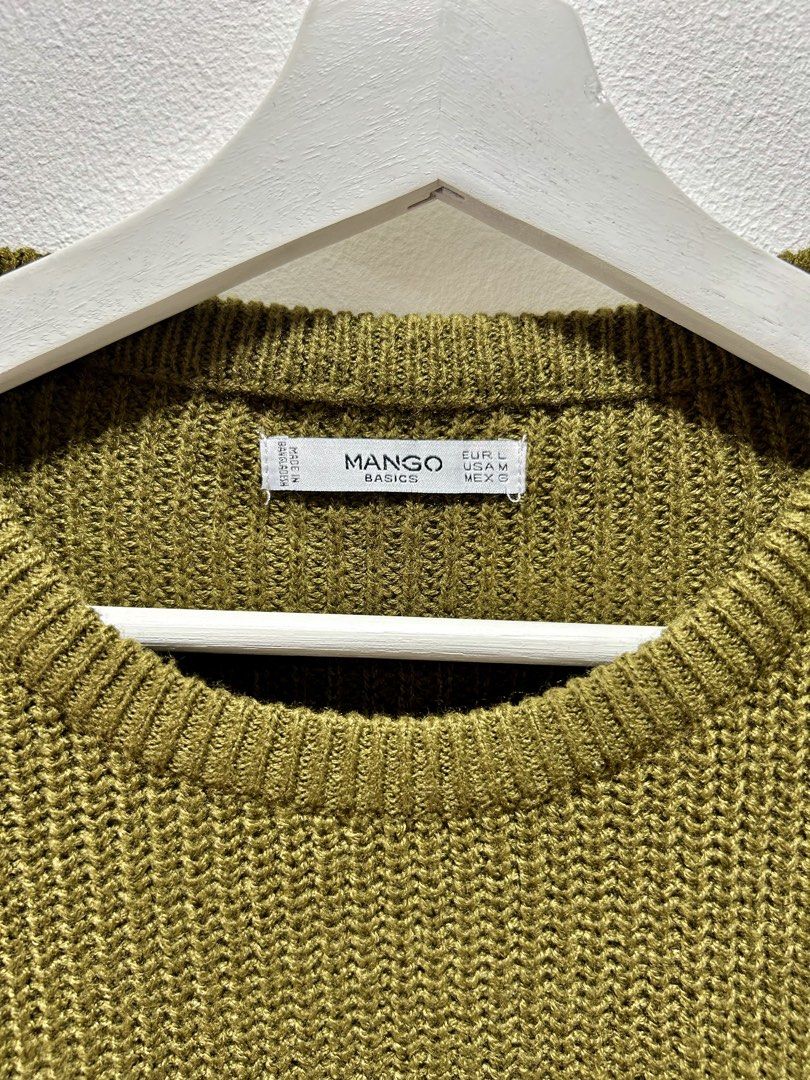 Mango Basics Olive Green Knit Sweater Size L (Category: Longsleeves) located in Manila. Submitted by isabelle_1104 (Listing ID 1469723760, Image 3). Description: Fits small to medium.