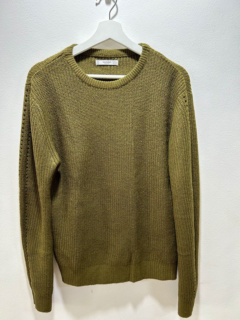 Mango Basics Olive Green Knit Sweater Size L (Category: Longsleeves) located in Manila. Submitted by isabelle_1104 (Listing ID 1469723760, Image 2). Description: Fits small to medium.