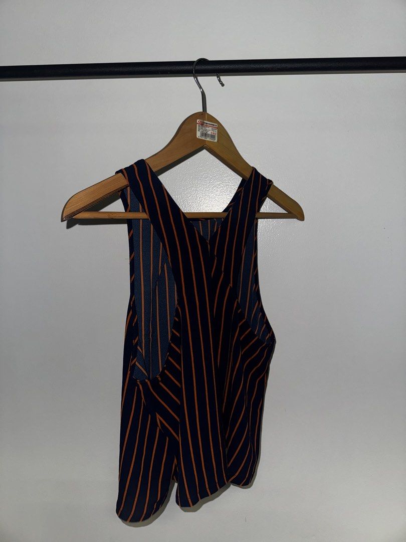 Mango Blue & Orange Stripes Top (Category: Sleeveless) located in Quezon City. Submitted by coolmomma (Listing ID 1469706307, Image 2). Description: Good condition Length 20 in..
