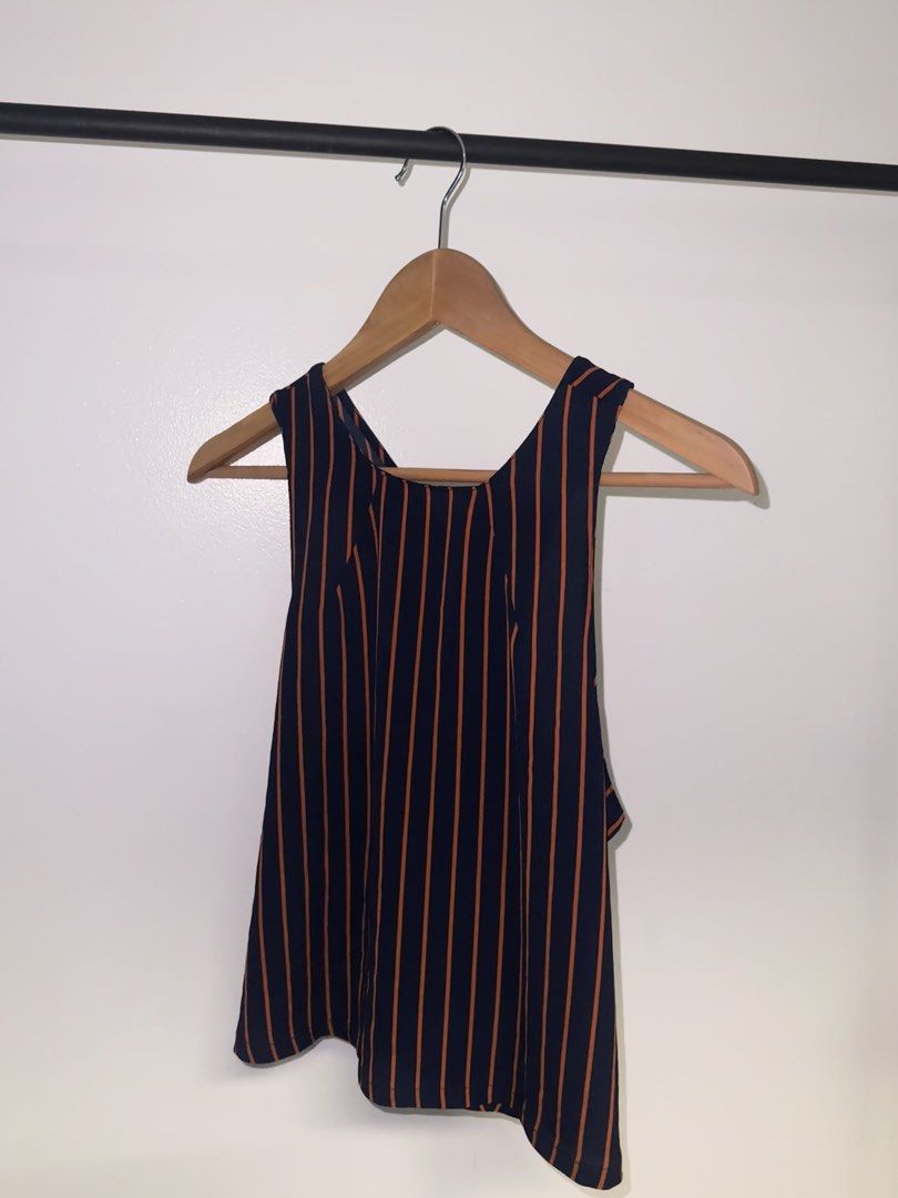 Mango Blue & Orange Stripes Top (Category: Sleeveless) located in Quezon City. Submitted by coolmomma (Listing ID 1469706307, Image 1). Description: Good condition Length 20 in..