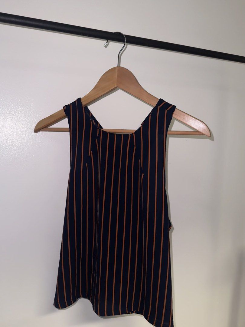 Mango Blue & Orange Stripes Top (Category: Sleeveless) located in Quezon City. Submitted by coolmomma (Listing ID 1469706307, Image 3). Description: Good condition Length 20 in..