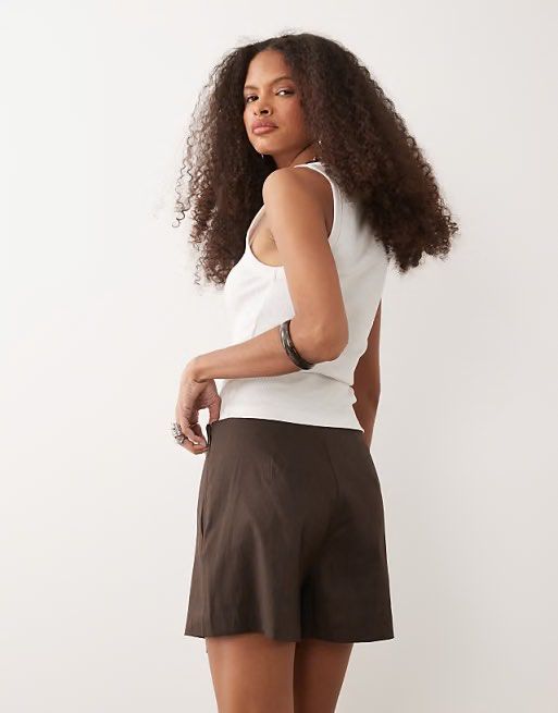 Mango linen blend asymmetrical skort/skirt (Category: Skirts) located in Makati City. Submitted by prelovedbystella16 (Listing ID 1469615418, Image 3). Description: Worn once only Good as new condition, no issue Please check measurement in inches Fits large to XL.