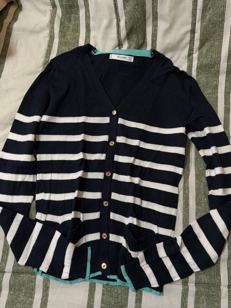 Mango Stripes Navy Cardigan (Category: Others Tops) located in Quezon City. Submitted by morespace555 (Listing ID 1469641891, Image 1). Description: .