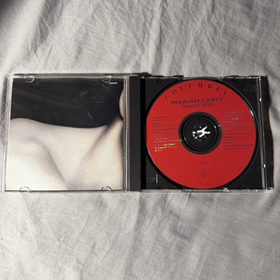 Mariah Carey CD & Cassette Tape Set (Category: CDs & DVDs) located in Subic. Submitted by the_elusive_shop (Listing ID 1469729506, Image 2). Description: CD Artist: Mariah Carey Album: Music Box Country: USA (First Press) Condition: Near Mint Cassette Tape Artist: Mariah Carey Album: MTV Unplugged EP Country: Philippines Condition: VG+ *case not graded Note: There’s a pen mark on the inlay (see picture #7) Other than that, the cassette and inlay 