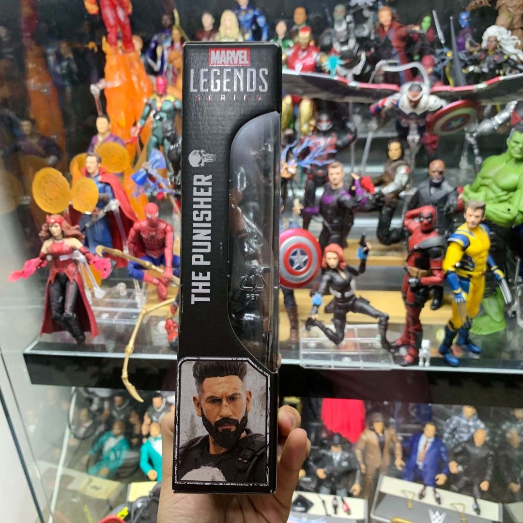 Marvel Legends Series The Punisher Action Figure (Category: Figurines & Statues) located in Manila. Submitted by fasthorse.94b10b (Listing ID 1469678662, Image 3). Description: - Authentic Hasbro Marvel Legends The Punisher action figure - Includes alternate screaming head sculpt and extra hands - Comes with tactical vest, shotgun, and pistols.