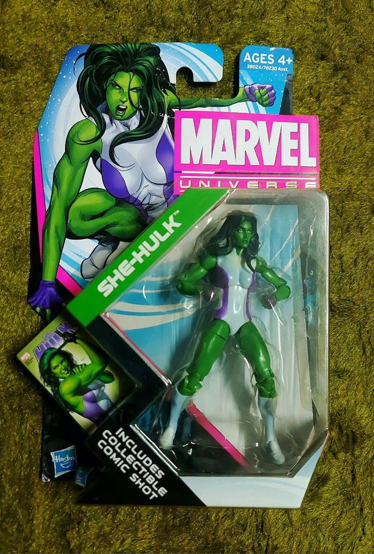 Marvel Universe She-Hulk Action Figure Hasbro (Category: Figurines & Statues) located in Caloocan City. Submitted by hobbym8 (Listing ID 1469605925, Image 1). Description: - Authentic Hasbro Marvel Universe She-Hulk action figure - Includes a special collectible comic shot inside - Carefully stored in a smoke-free environment - Perfect addition for Marvel collectors and action figure fans.