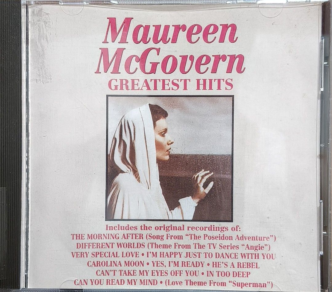 Maureen McGovern Greatest Hits CD Curb Records (Category: CDs & DVDs) located in Manila. Submitted by ruelcabrer77078 (Listing ID 1469742666, Image 1). Description: - Artist & Album: Maureen McGovern Greatest Hits - Label & Year: Curb Records, 1990 (Catalog No: D2-77337) - Tracklist: Includes 10 tracks like 'The Morning After', 'Different Worlds', and 'Can You Read My Mind' - Packaging: Standard jewel case complete with front and back inserts - C