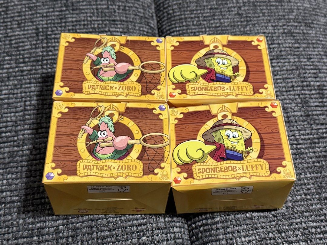 Spongebob Merch Collection MCD Spongebob one piece x Luffy and Patrick x Zoro, Toys & Collectibles ...
