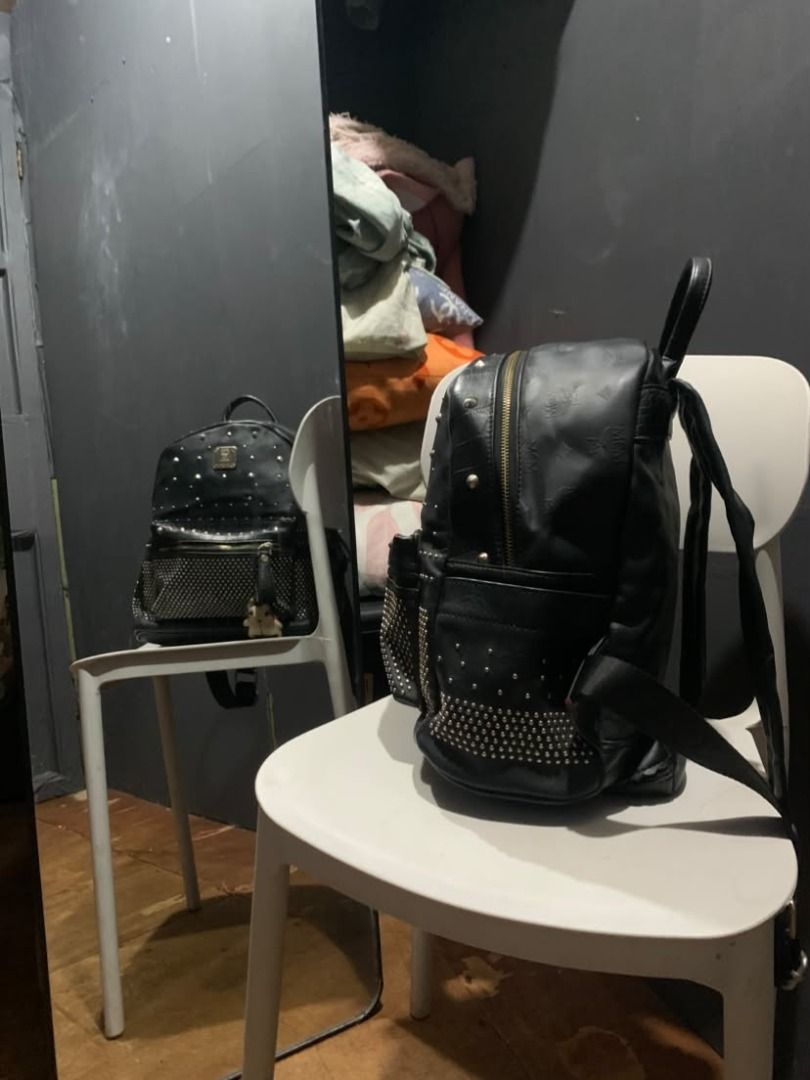 MCM BACKPACK (Category: Backpacks) located in Caloocan City. Submitted by hellnelly21 (Listing ID 1469658544, Image 2). Description: (BLACK MCM BACKPACK) SIZE: MEDIUM • LEATHER • GOOD CONDITION • HEAVYWEIGHT • NO ISSUE • COLOR RATE: 9/10 • WITH TAGS • CONDITION RATE: 9/10 • GOLD STUDS • MULTI STUDS LOCATION: DAVAO DEL SUR, DAVAO CITY, TORIL COURIER: JNT,FLASH EXPRESS.