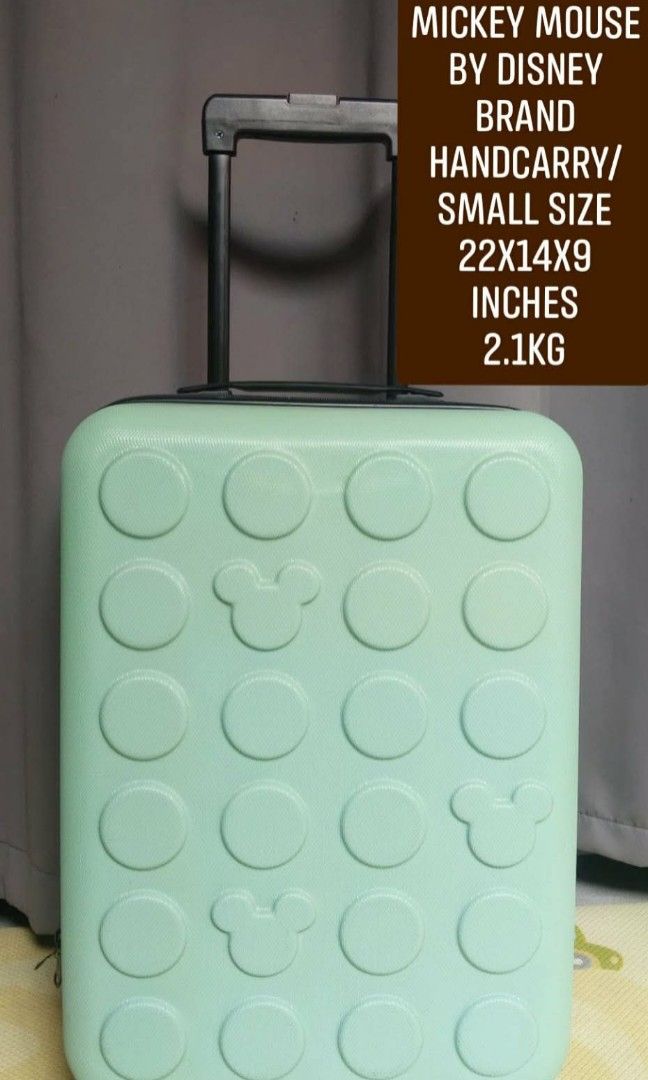 Mickey mouse by Disney (Category: Luggage) located in Manila. Submitted by jzjapansurplus (Listing ID 1469605594, Image 1). Description: IMPORTED FROM JAPAN MICKEY MOUSE BY DISNEY BRAND Carry On,Small Size 🔰Security Coded lock 🔰360 Rotation Wheels 🔰Polycarbonate hardcase 🔰Telescopic Push handle 🔰Top carrier Handle 🔰With Support Strap and Divider 🔰 Lightweight 🔰NO ISSUE‼️VERY GOOD CONDITION...