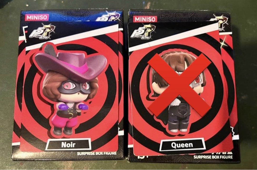 Miniso Persona 5 Blind Box (noir) (Category: Figurines & Statues) located in Manila. Submitted by bleuflag (Listing ID 1469467635, Image 1). Description: - noir / haru, 500 each - bag unopened , only opened box to check the card - mod: lalamove / jnt - meetup : sm megamall / shangrila only - rfs : dupes - can be traded to joker, fox, or skull.