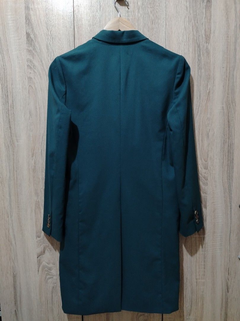 Miu Miu Green Double Breasted Blazer Coat (Category: Coats, Jackets and Outerwear) located in Plaridel. Submitted by orfdnix (Listing ID 1469659235, Image 2). Description: *MIU MIU Double breated blazer W: 18.5 L: 35 Sleeve: 22.5 Missing washtag Like new!! Loc: Bulacan .