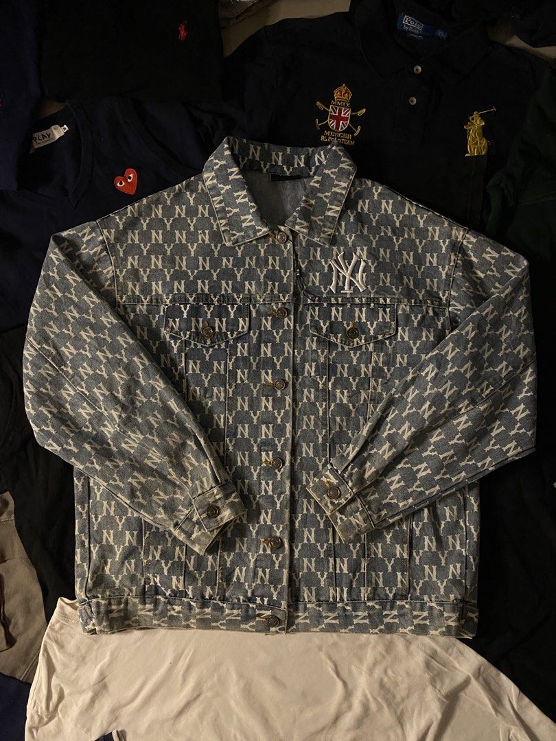 MLB NY AOP DENIM JACKET BRANDNEW (Category: Coats, Jackets and Outerwear) located in Manila. Submitted by urbanhits (Listing ID 1469714051, Image 1). Description: MLB NY AOP DENIM JACKET / 27 length / 24 width / 23 sleeve / (BRANDNEW WITH HANGTAG) 10/10 Condition 10/10 Color Rate NO ISSUE.