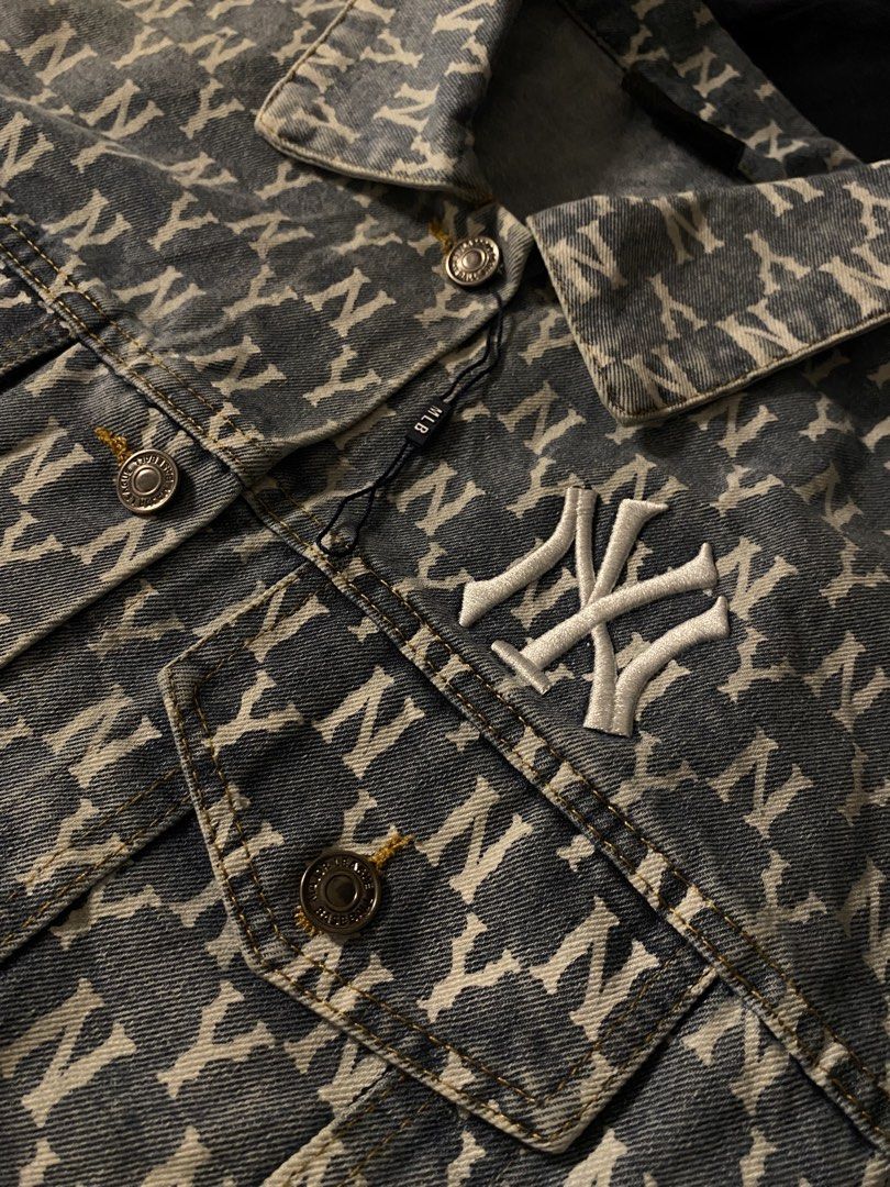 MLB NY AOP DENIM JACKET BRANDNEW (Category: Coats, Jackets and Outerwear) located in Manila. Submitted by urbanhits (Listing ID 1469714051, Image 3). Description: MLB NY AOP DENIM JACKET / 27 length / 24 width / 23 sleeve / (BRANDNEW WITH HANGTAG) 10/10 Condition 10/10 Color Rate NO ISSUE.