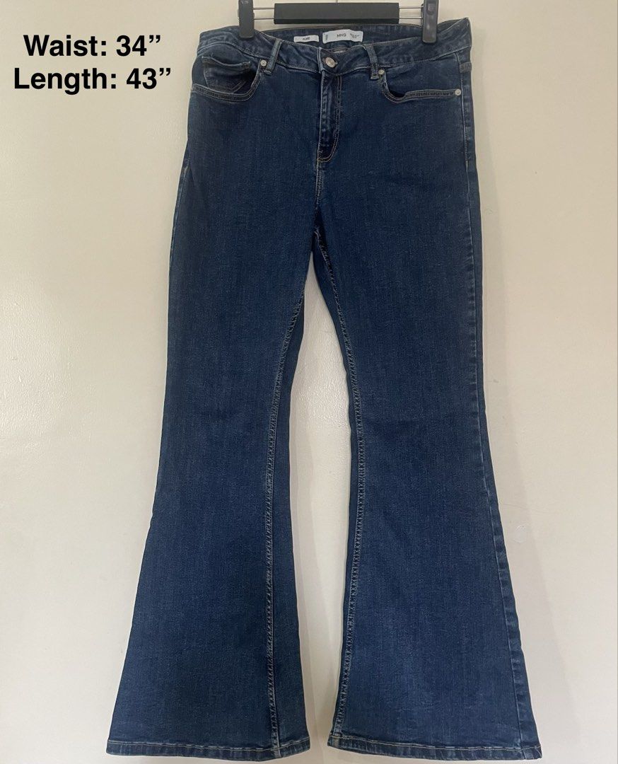 MNG Flare Jeans Dark Blue (Category: Jeans) located in Mandaue City. Submitted by piacatrina08 (Listing ID 1469621865, Image 1). Description: - Size: EUR 44 / USA 12 / MEX 11 - Measurements (laid flat): 34" waist, 43" length - stretchable.