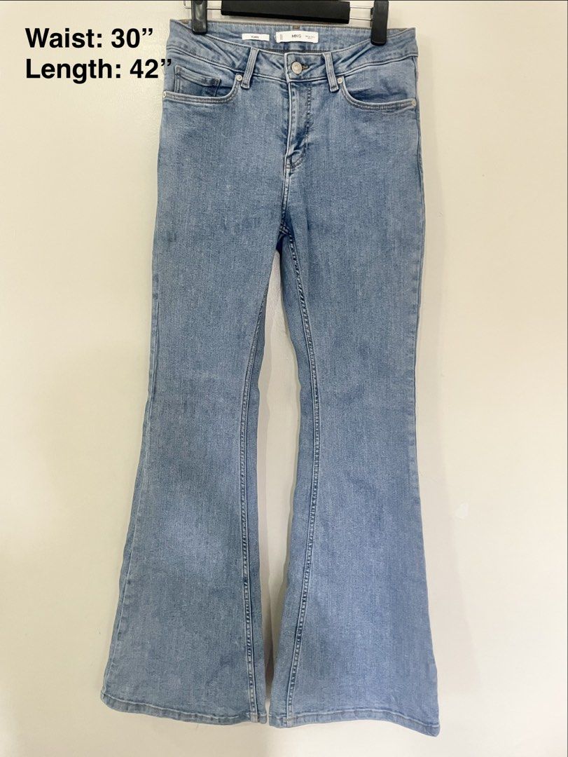 MNG Mango Flare Light Wash Jeans (Category: Jeans) located in Mandaue City. Submitted by piacatrina08 (Listing ID 1469622086, Image 1). Description: - Size: EUR 38, USA 6, MEX 5 - Measurements: Waist 30 inches, Total length 42 inches - stretchable.
