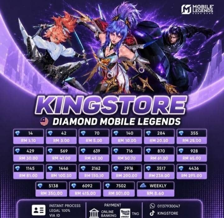 Popular Properity Numbers Mobile Legends Diamond Top Up Kingstore, Video Gaming, Gaming ...