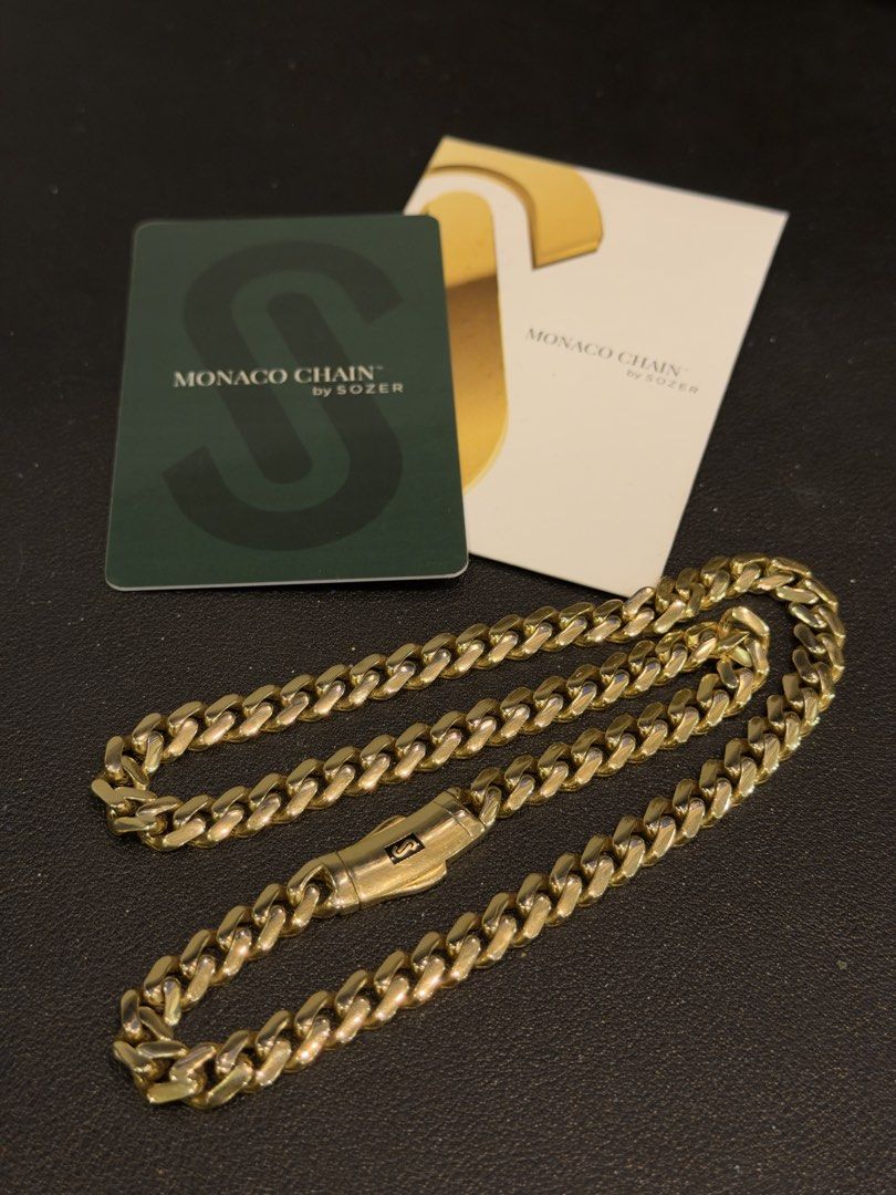 Monaco Gold Chain 18K 25.5g, 18” (Category: Necklaces) located in Baguio. Submitted by sebvosem (Listing ID 1469749711, Image 1). Description: Monaco Chain 18K Gold 18 inches 25.5 grams With card certificate and box Open for meetup, Baguio City.