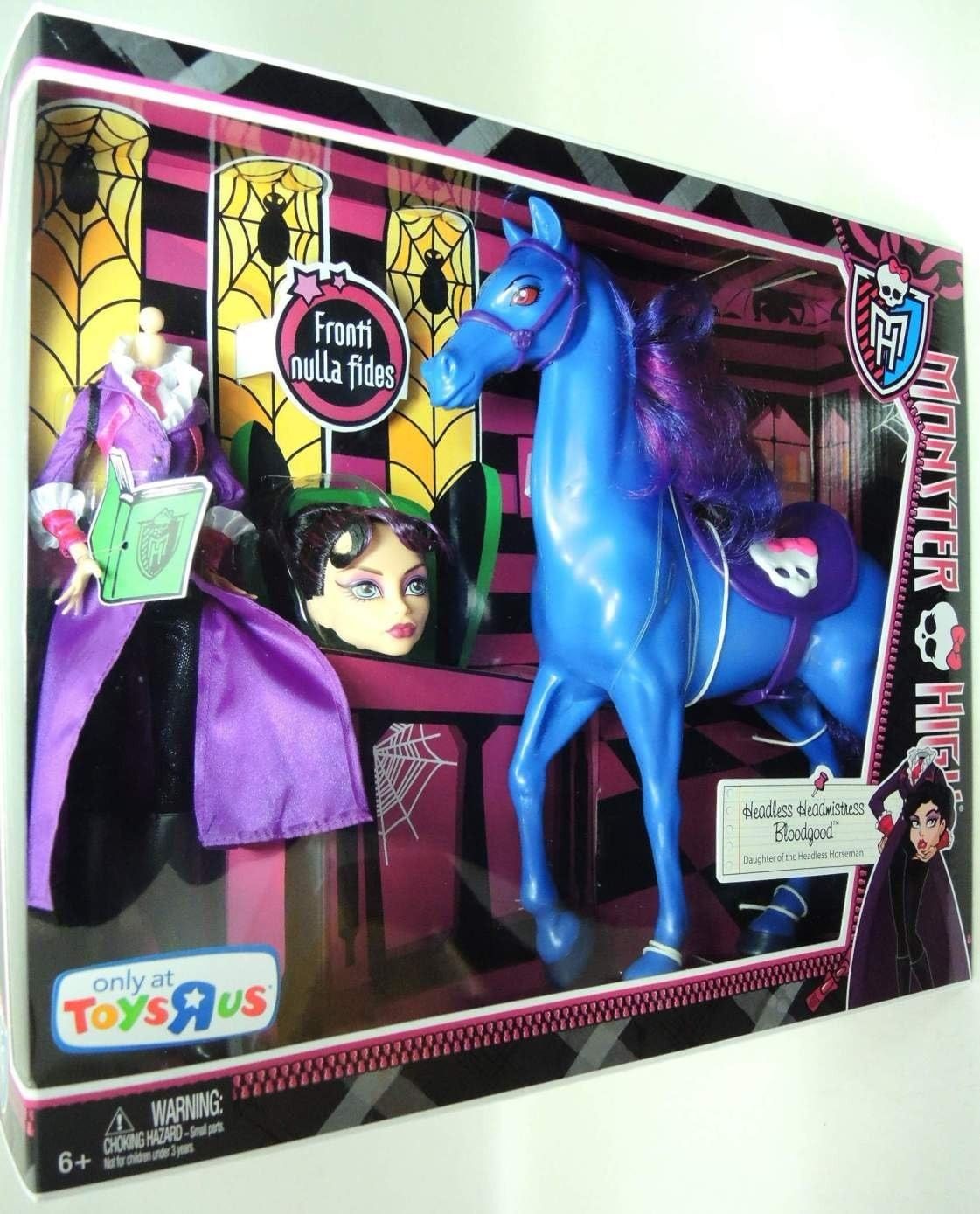 Monster High - Headless Headmistress Bloodgood Doll and Nightmare Horse ...
