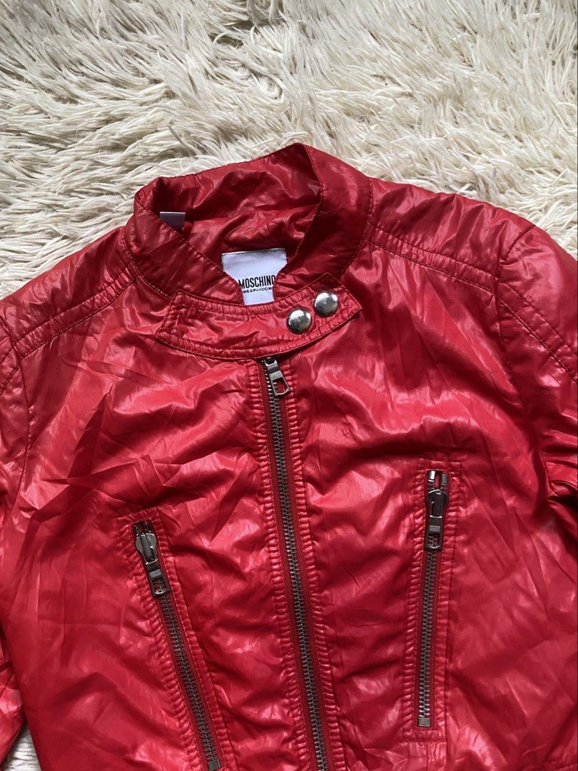 Moschino biker jacket (Category: Luxury Apparel) located in Antipolo. Submitted by switchneighborhood (Listing ID 1469652930, Image 3). Description: Small frame women Check pics.