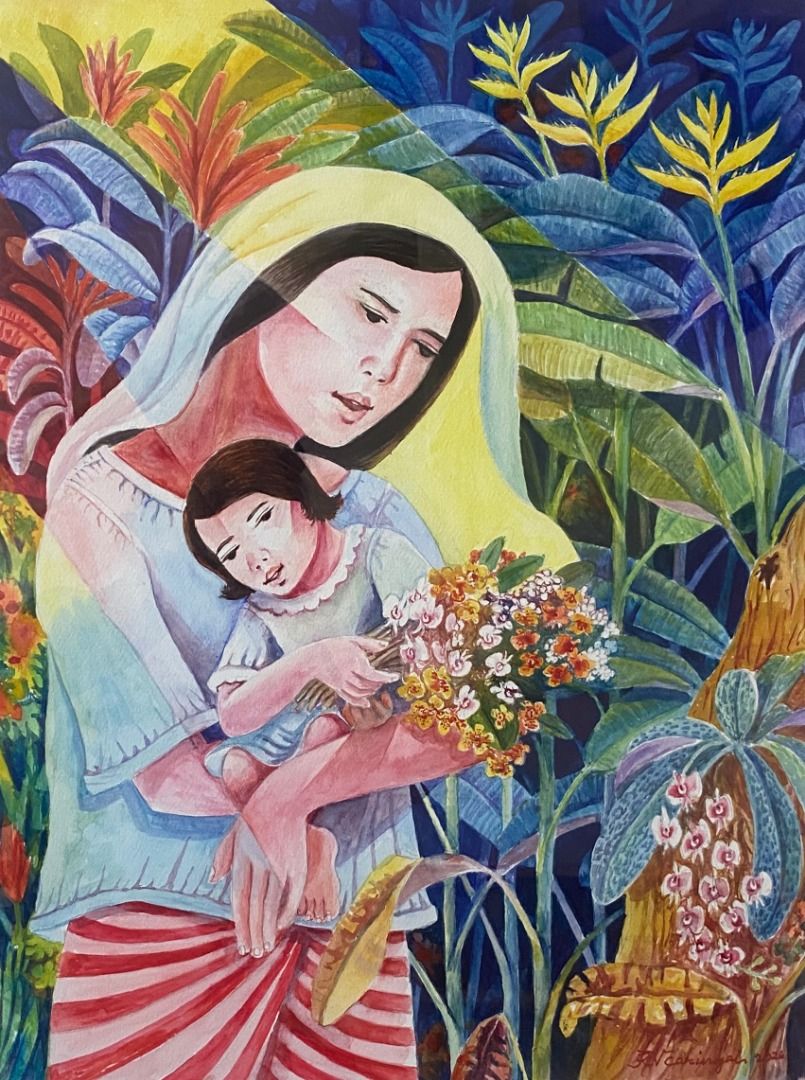Mother and Child 2 - Rading Caringal (Category: Art & Prints) located in Taguig. Submitted by drybrushgallery (Listing ID 1469639387, Image 1). Description: Mother and Child 2 Rading Caringal, 2026 Watercolor Artwork Dimension: 24" x 18" with Certificate of Authenticity PM FOR INQUIRY 0917 565 2917 .