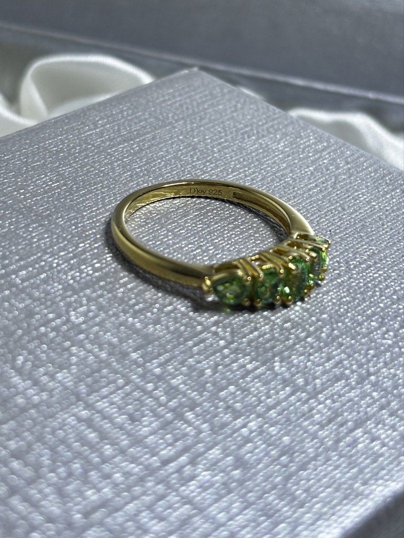 NATURAL TSAVORITE GARNET RING 925 Silver (Category: Rings) located in Manila. Submitted by bentaandco (Listing ID 1469687893, Image 2). Description: 💚 NATURAL TSAVORITE GARNET RING 💛 A beautiful row of vibrant green tsavorite garnets set in a classic five-stone design, finished with a warm yellow gold vermeil setting. Elegant enough for everyday wear, yet distinctive enough to make a statement. ✨ Natural Tsavorite Garnet ✨ 925 Sterling Silver B