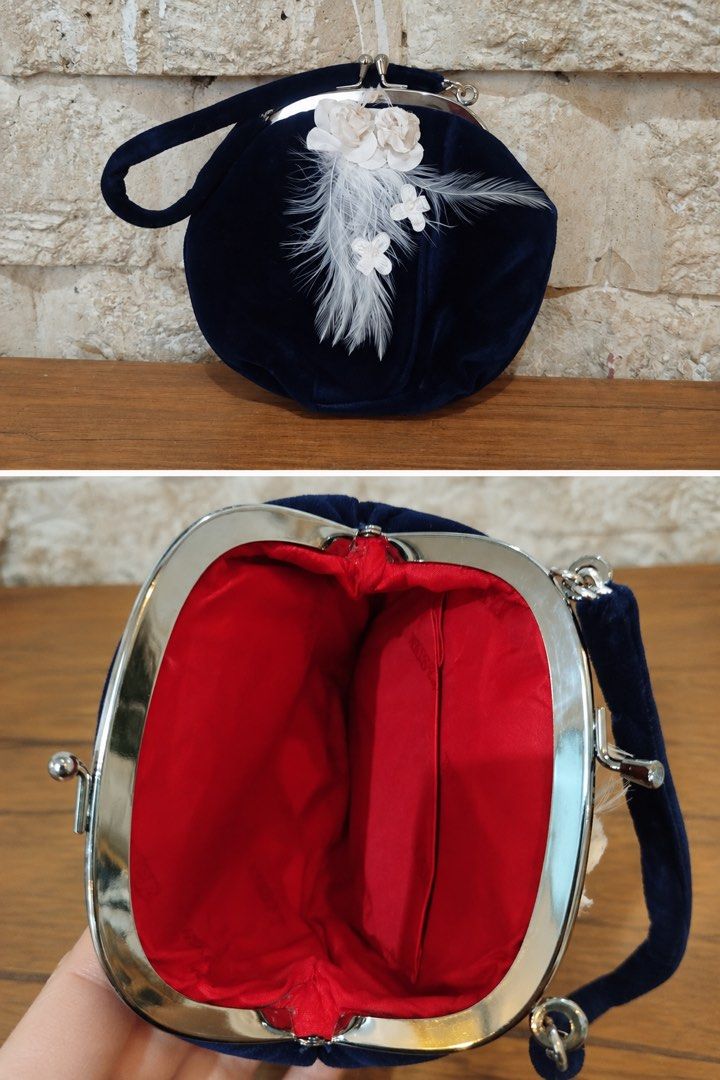 navy blue velvet round-shaped mini evening bag (Category: Clutches) located in San Fernando. Submitted by japansurpluselyu (Listing ID 1469695264, Image 1). Description: .