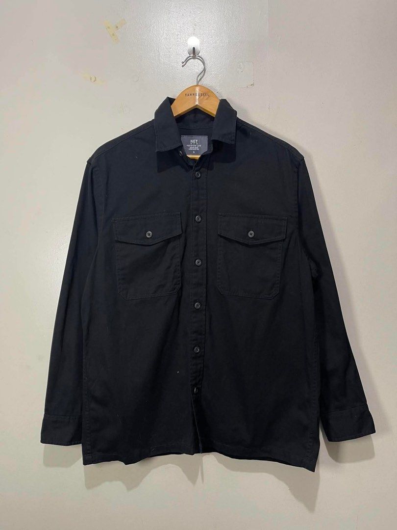 NET Men Premium Urban Style Utility Jacket (Category: Formal Shirts) located in Davao. Submitted by maryjoey17 (Listing ID 1469585799, Image 1). Description: Size Small Dimes W22in x L29in Good as new condition ✨ Ganda nito. Hard denim No issue ₱599 + SF.