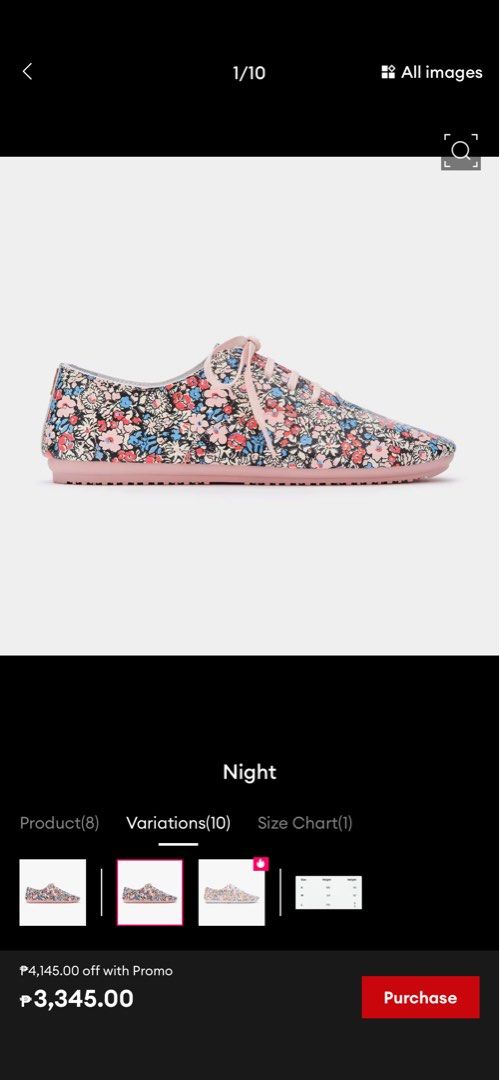Night Floral Pattern Casual Sneakers (Category: Sneakers) located in Rizal. Submitted by lynwoods (Listing ID 1469691259, Image 1). Description: - Style: Floral pattern low-top sneakers in night colorway - Accents: Vibrant pink laces, pink collar trim, and matching pink rubber sole - Design: All-over colorful flower print with standard lace-up closure - Comfort: Lightweight build, perfect for everyday casual wear - Condition: used once. ready to 