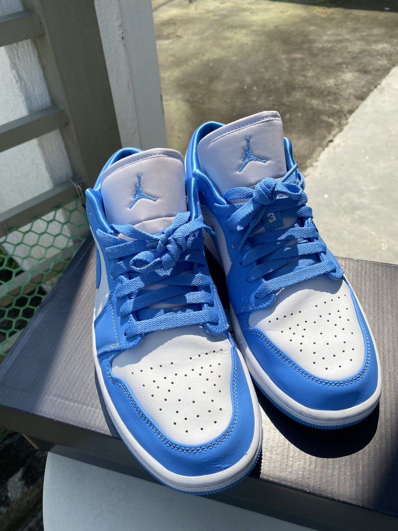 Nike Air Jordan 1 Low University Blue (Category: Sneakers) located in Quezon City. Submitted by ra.collezione (Listing ID 1469601121, Image 3). Description: - Model: Air Jordan 1 Low - Colorway: University Blue / White - Material: Premium leather - Condition: Great daily rotation or collection piece - Inclusions: Original laces, shoebox, and shoe trees - Size 8.