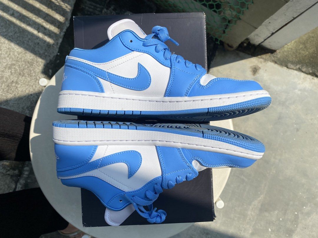 Nike Air Jordan 1 Low University Blue (Category: Sneakers) located in Quezon City. Submitted by ra.collezione (Listing ID 1469601121, Image 2). Description: - Model: Air Jordan 1 Low - Colorway: University Blue / White - Material: Premium leather - Condition: Great daily rotation or collection piece - Inclusions: Original laces, shoebox, and shoe trees - Size 8.