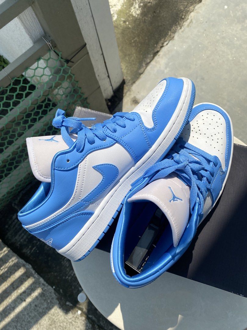 Nike Air Jordan 1 Low University Blue (Category: Sneakers) located in Quezon City. Submitted by ra.collezione (Listing ID 1469601121, Image 1). Description: - Model: Air Jordan 1 Low - Colorway: University Blue / White - Material: Premium leather - Condition: Great daily rotation or collection piece - Inclusions: Original laces, shoebox, and shoe trees - Size 8.