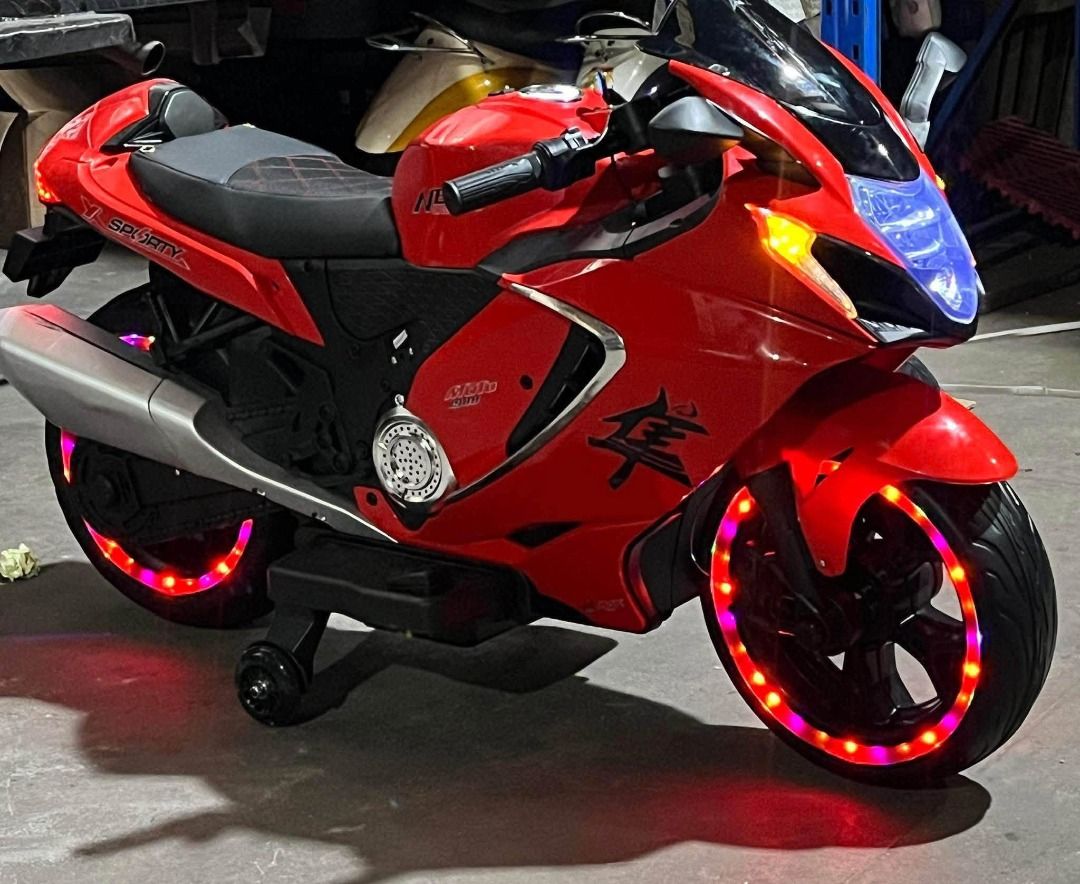 Ninja Motorcycle Ride-on for Kids (Code 1988) (Category: Kids Toys) located in Pasay City. Submitted by joyful_mayette (Listing ID 1469653653, Image 2). Description: Ninja Motorcycle Ride-on for Kids (Code 1988) Price: 8,000 PHP Available Colors: Red, Blue, Black, and White 🔶 Rubber Tire/ Leather seat 🔶 Rechargeable/ 2 gears/ 12volt 🔶 Built-in music and Lights 🔶 With USB/Mp3 🔶 Suitable for ages 2-12 years old 🔶 Ideal gift for Kids 🔶 We shi